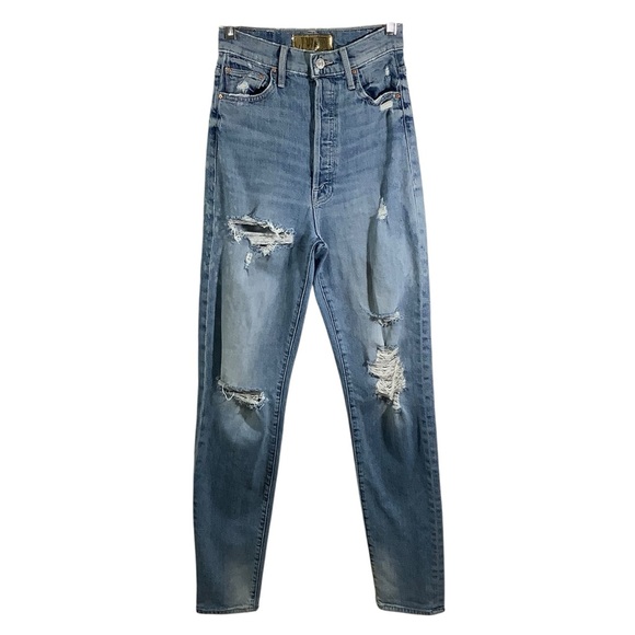 MOTHER Denim - MOTHER Superior The Tune Up Hover Cuff Jeans Distressed Button Fly